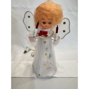 Vintage Angel Light Up Tree Topper, 1960s-70s, Multi-Colors 9" White Dress